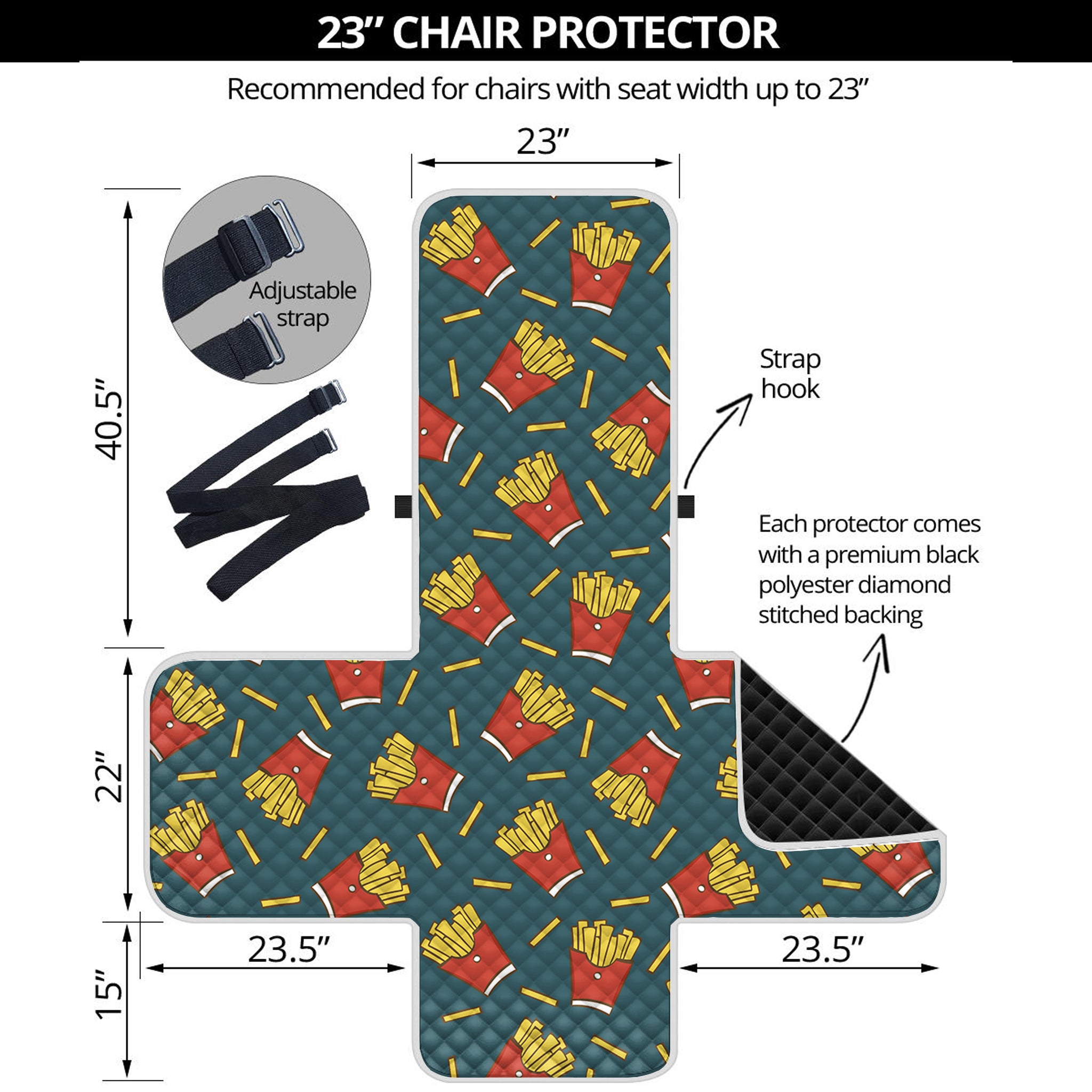 Doodle French Fries Pattern Print Armchair Protector