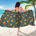 Doodle French Fries Pattern Print Beach Sarong Wrap