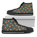 Doodle French Fries Pattern Print Black High Top Sneakers