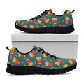 Doodle French Fries Pattern Print Black Running Shoes