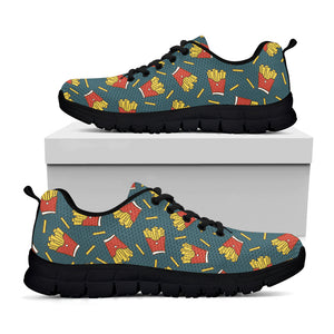 Doodle French Fries Pattern Print Black Sneakers