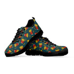 Doodle French Fries Pattern Print Black Sneakers