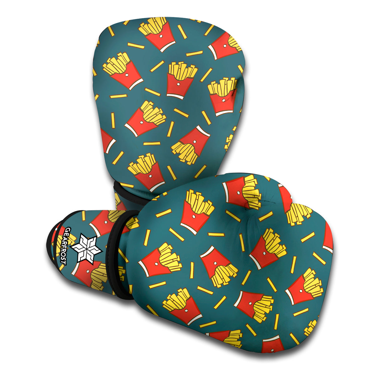 Doodle French Fries Pattern Print Boxing Gloves