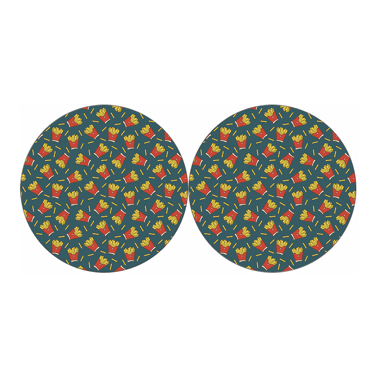 Doodle French Fries Pattern Print Car Coasters