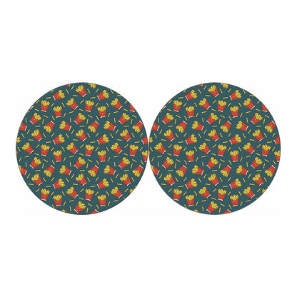 Doodle French Fries Pattern Print Car Coasters