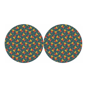 Doodle French Fries Pattern Print Car Coasters