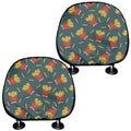 Doodle French Fries Pattern Print Car Headrest Covers