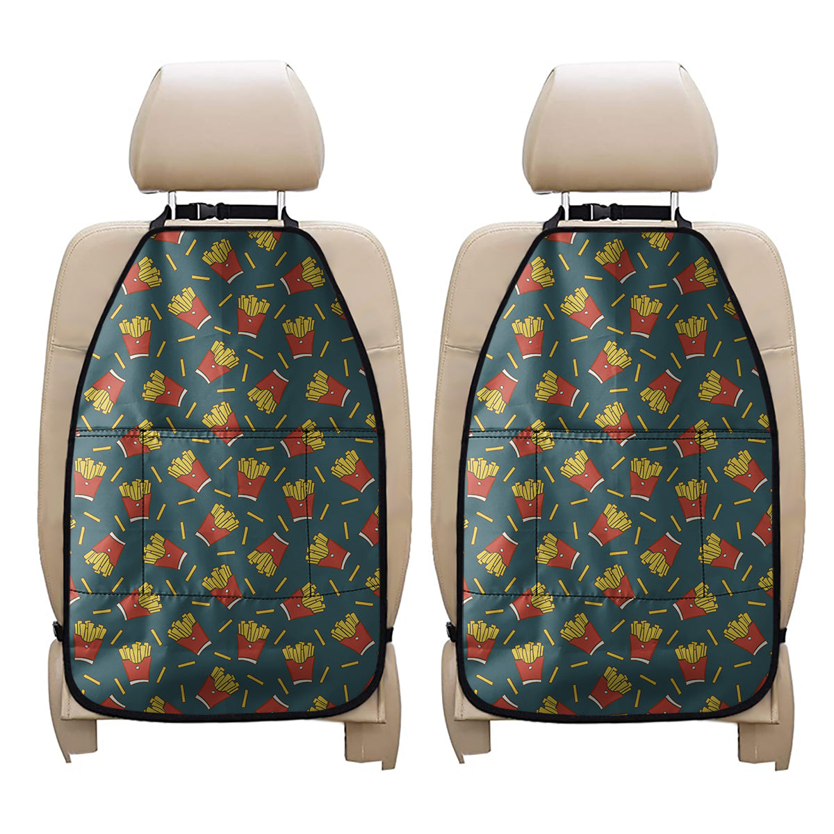 Doodle French Fries Pattern Print Car Seat Organizers