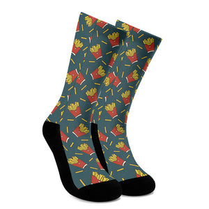 Doodle French Fries Pattern Print Crew Socks