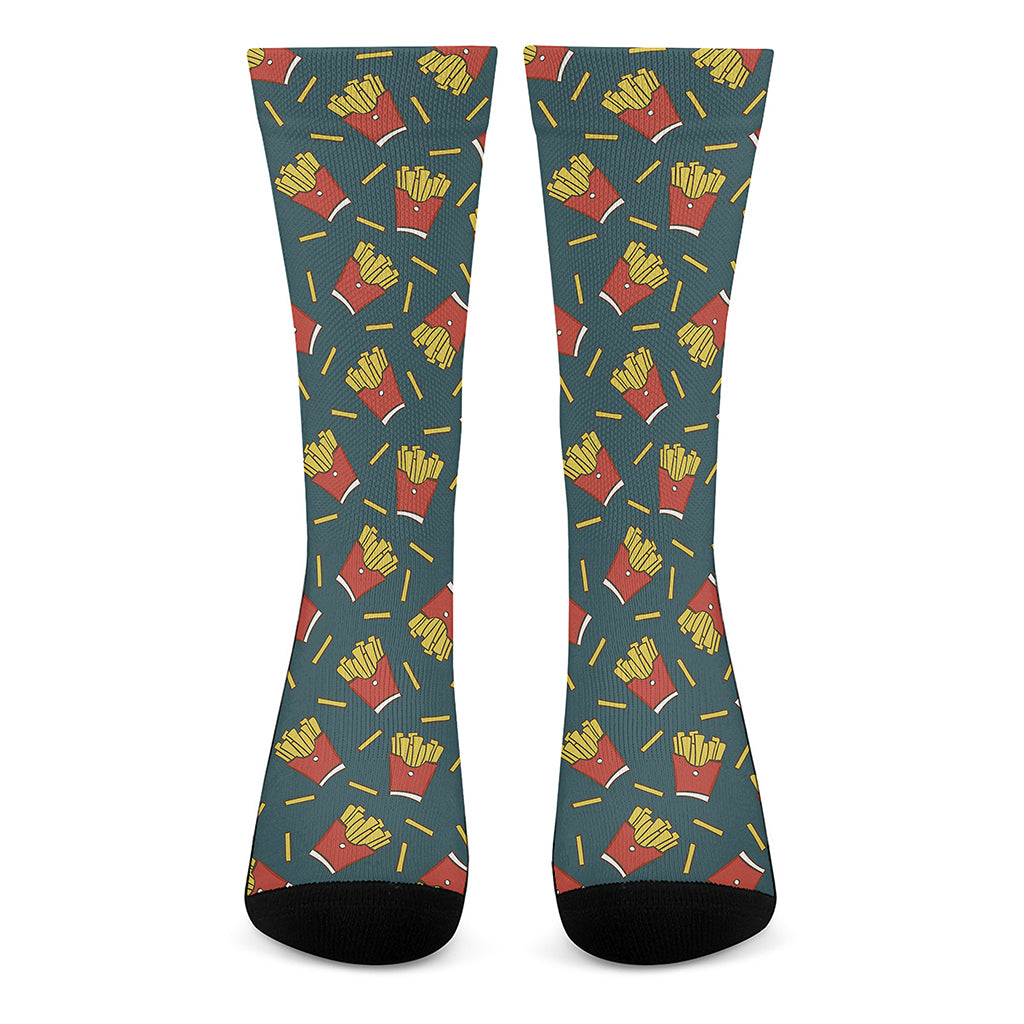 Doodle French Fries Pattern Print Crew Socks