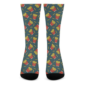 Doodle French Fries Pattern Print Crew Socks