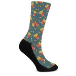 Doodle French Fries Pattern Print Crew Socks