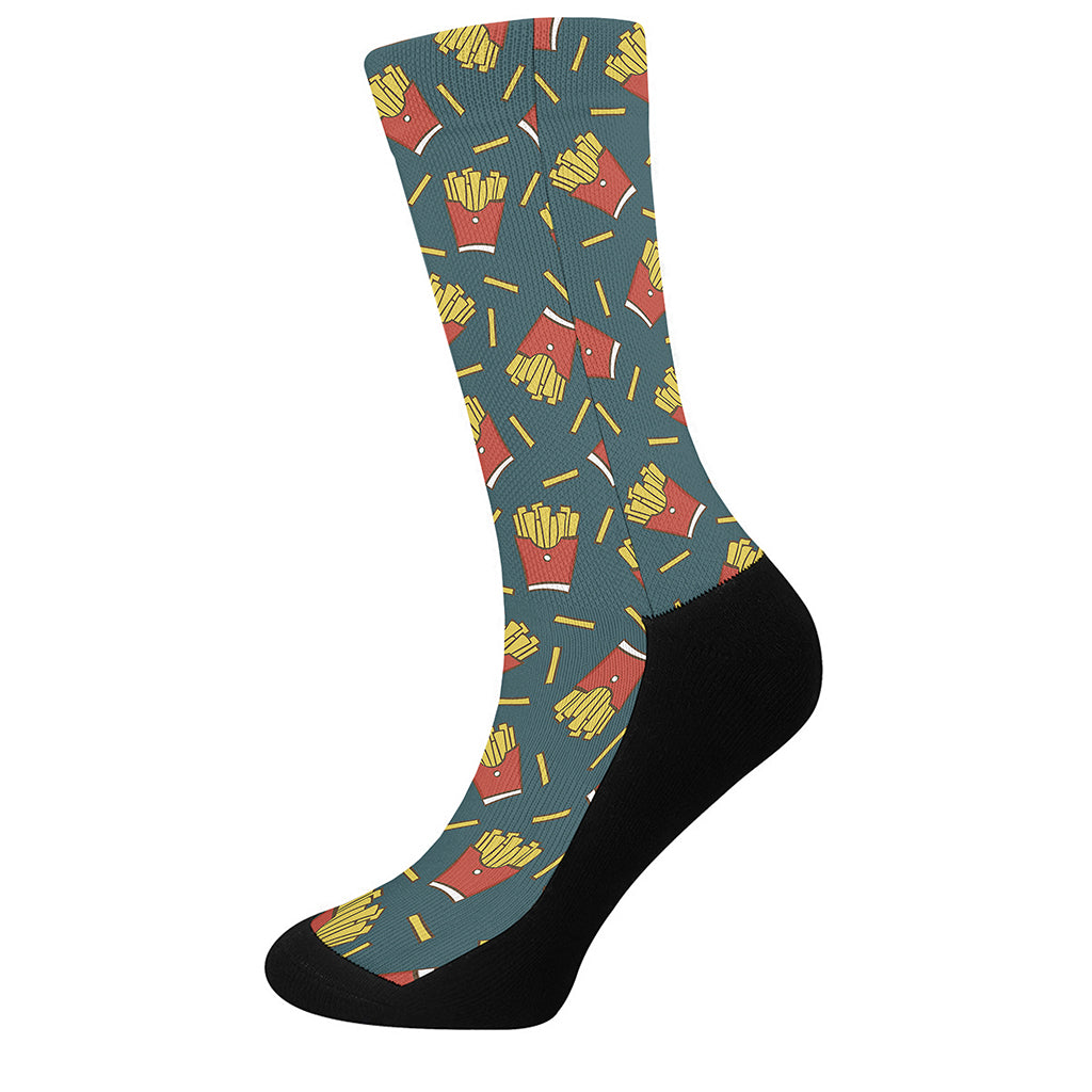 Doodle French Fries Pattern Print Crew Socks