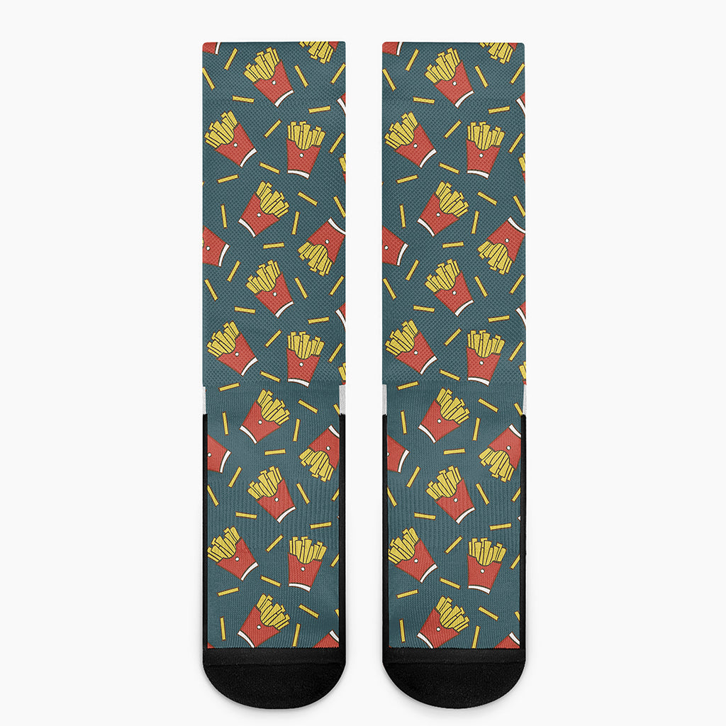 Doodle French Fries Pattern Print Crew Socks