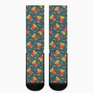 Doodle French Fries Pattern Print Crew Socks