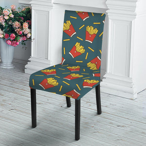 Doodle French Fries Pattern Print Dining Chair Slipcover