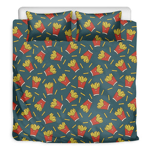 Doodle French Fries Pattern Print Duvet Cover Bedding Set