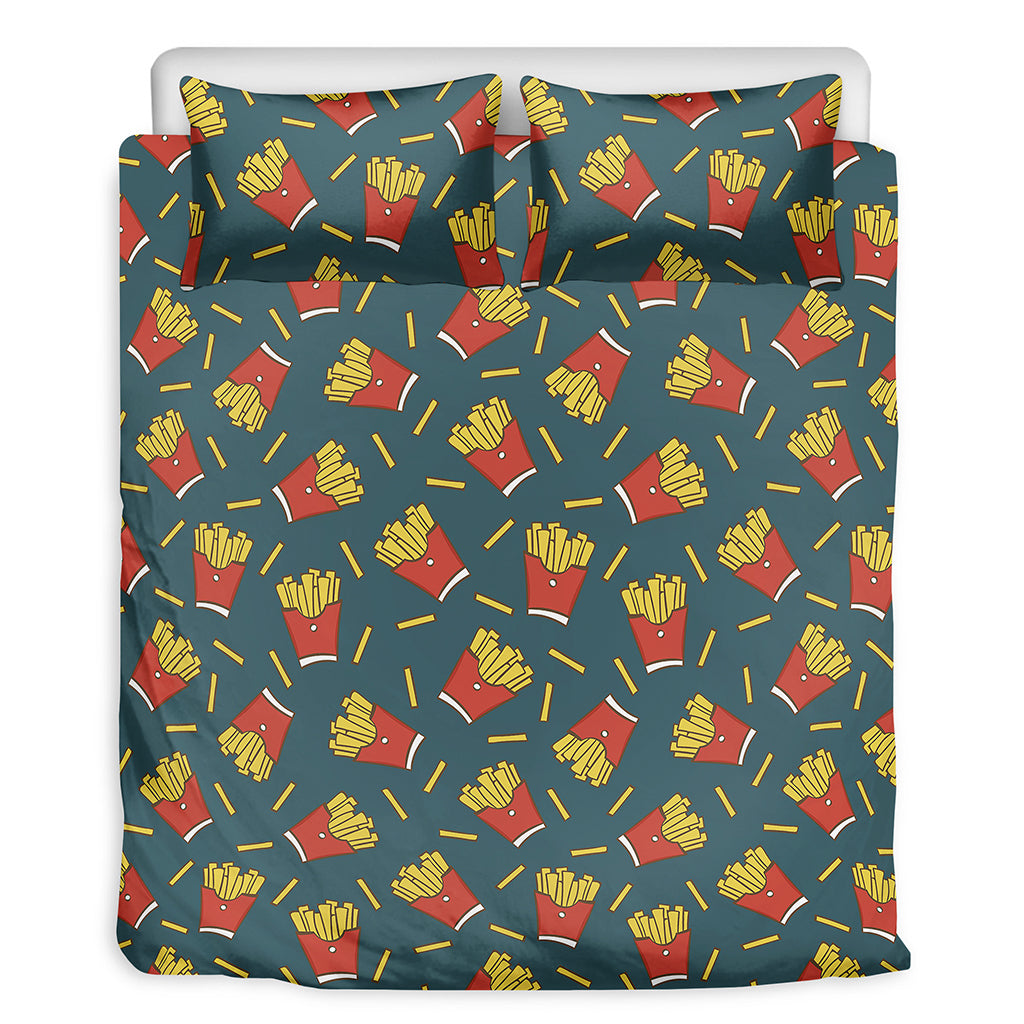 Doodle French Fries Pattern Print Duvet Cover Bedding Set