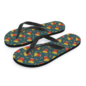 Doodle French Fries Pattern Print Flip Flops