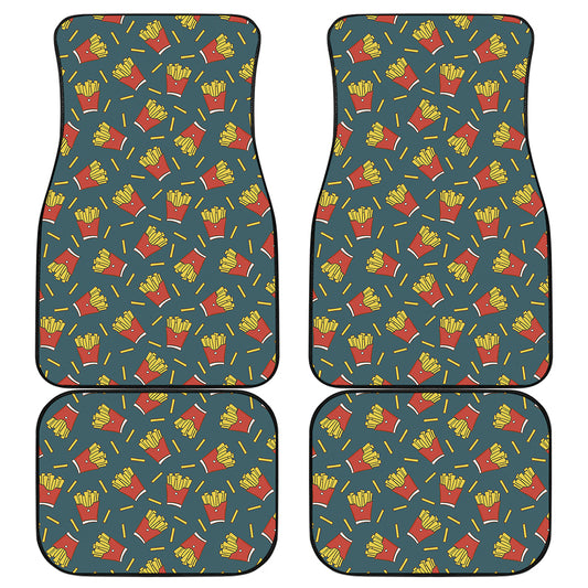 Doodle French Fries Pattern Print Front and Back Car Floor Mats