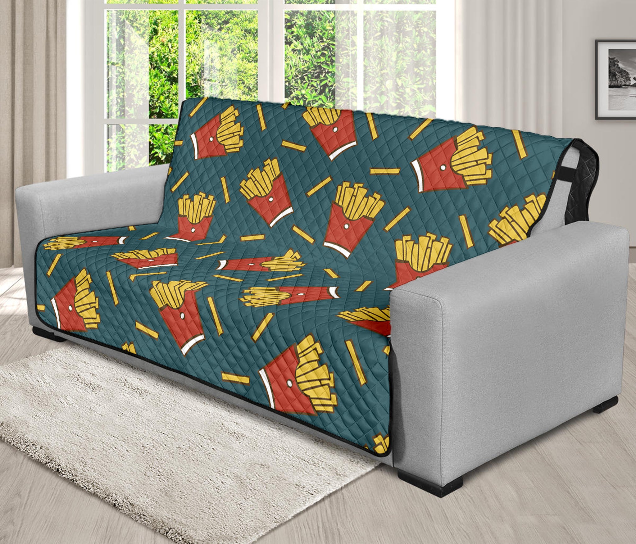 Doodle French Fries Pattern Print Futon Protector