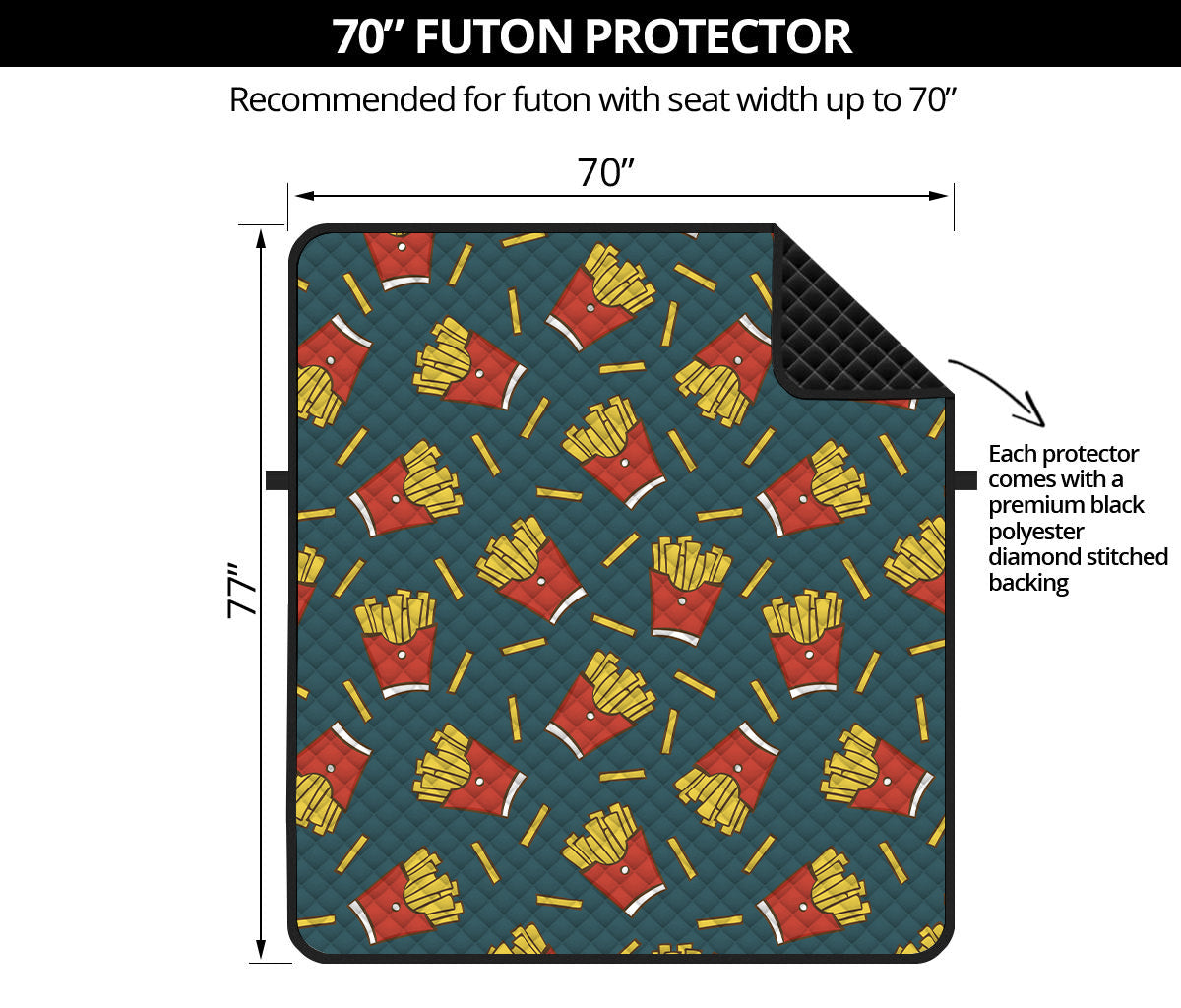 Doodle French Fries Pattern Print Futon Protector