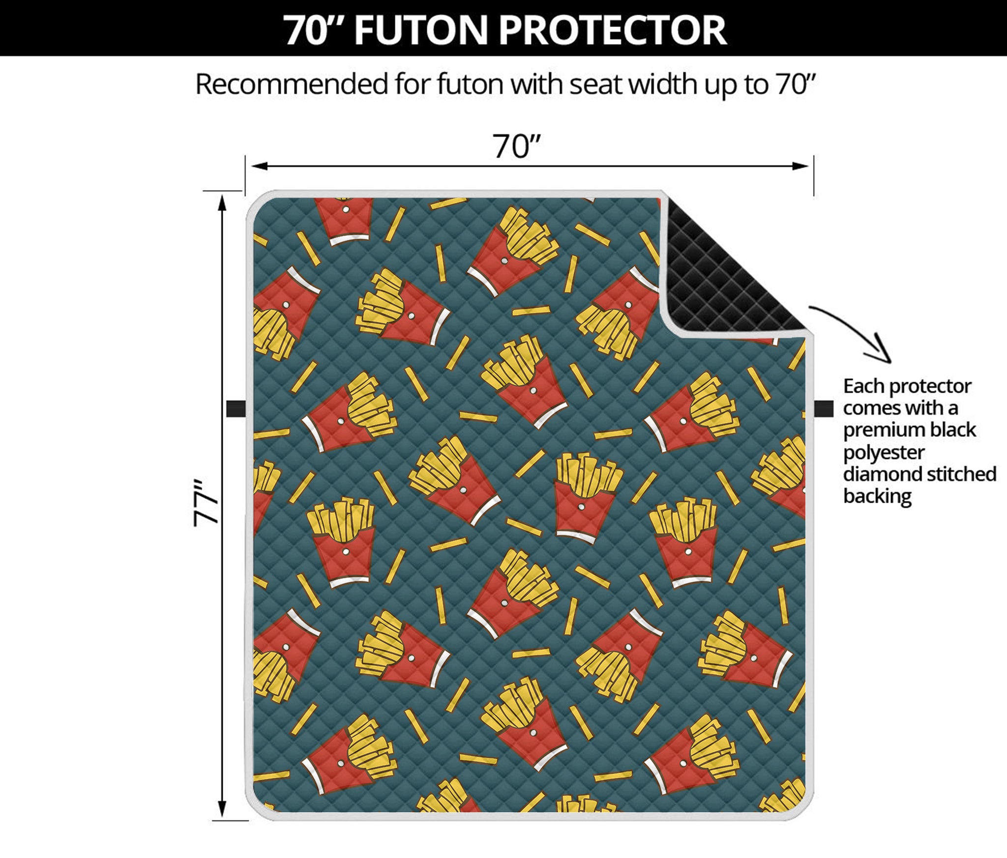 Doodle French Fries Pattern Print Futon Protector