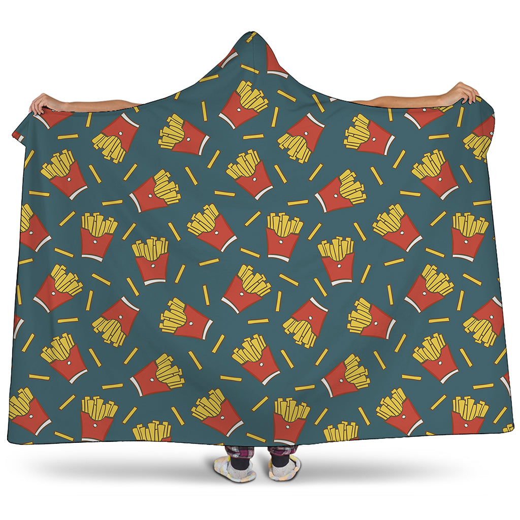 Doodle French Fries Pattern Print Hooded Blanket