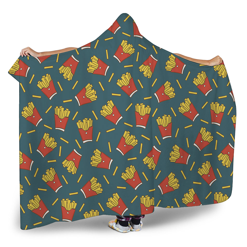 Doodle French Fries Pattern Print Hooded Blanket