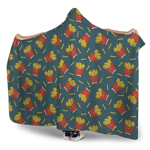 Doodle French Fries Pattern Print Hooded Blanket