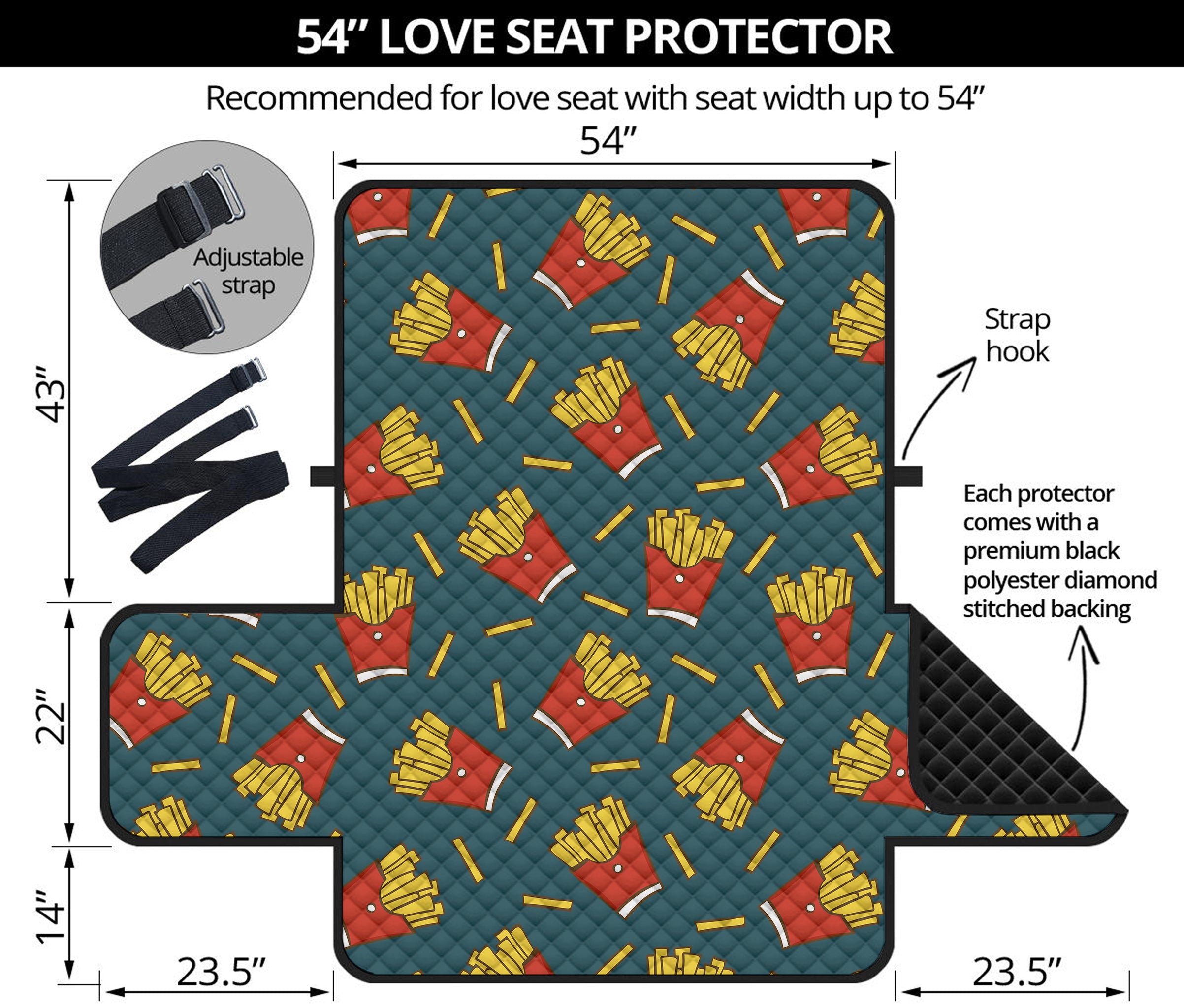 Doodle French Fries Pattern Print Loveseat Protector