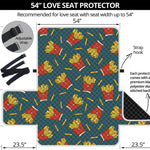 Doodle French Fries Pattern Print Loveseat Protector