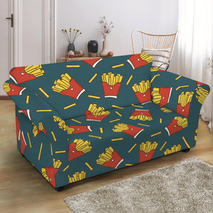 Doodle French Fries Pattern Print Loveseat Slipcover