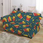 Doodle French Fries Pattern Print Loveseat Slipcover