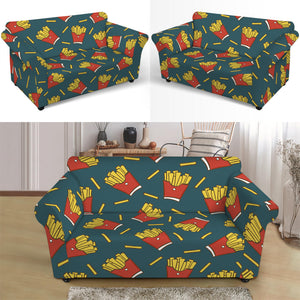 Doodle French Fries Pattern Print Loveseat Slipcover