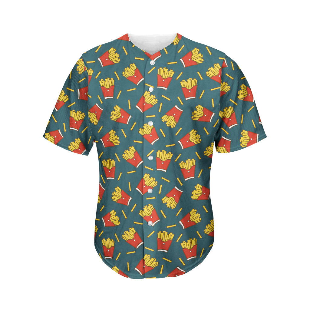 Doodle French Fries Pattern Print Men's Baseball Jersey