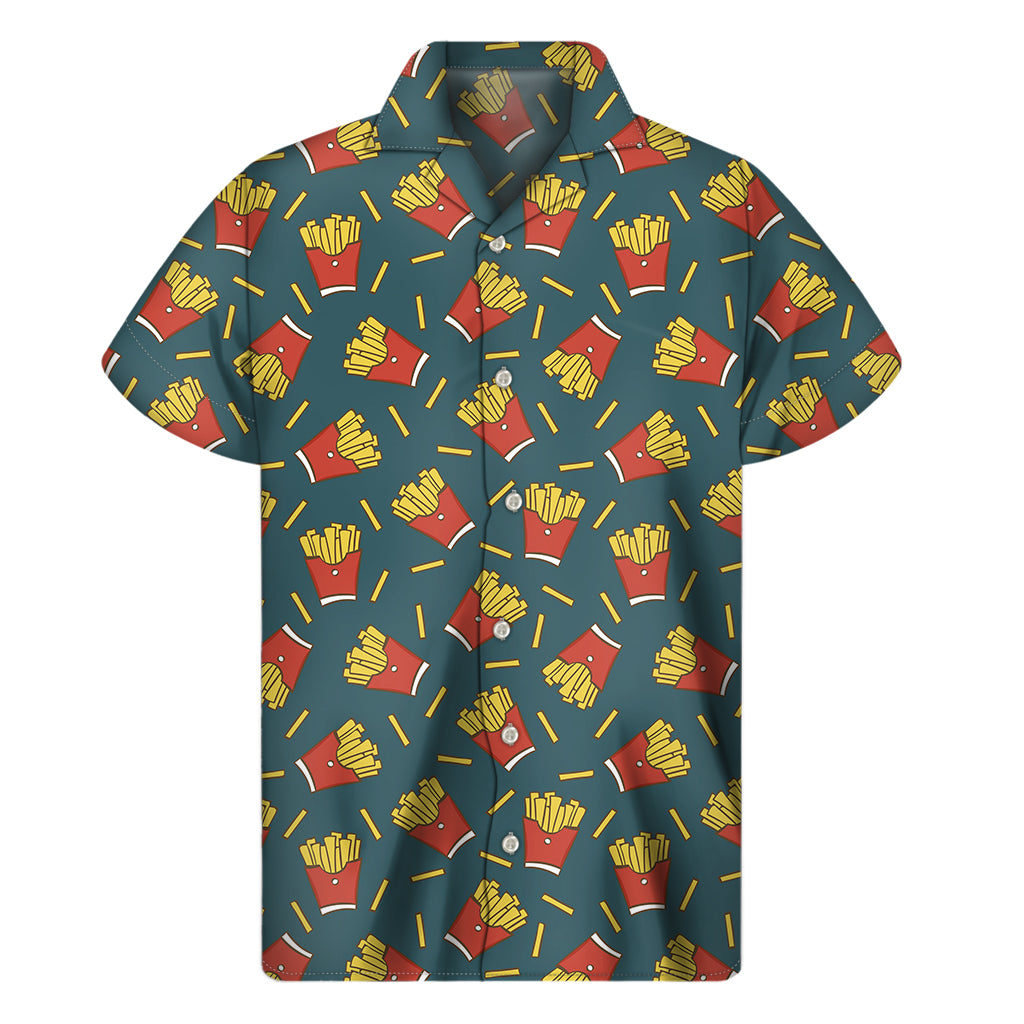 Doodle French Fries Pattern Print Men's Short Sleeve Shirt