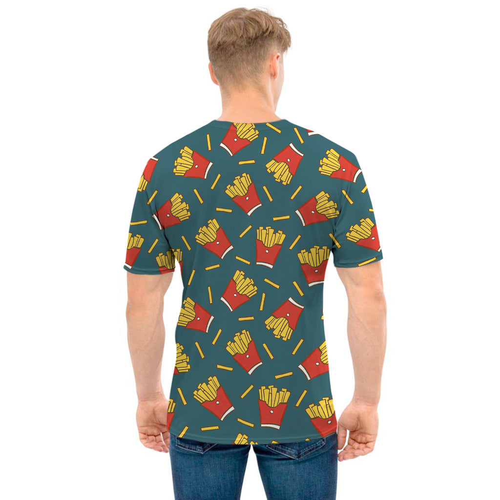 Doodle French Fries Pattern Print Men's T-Shirt