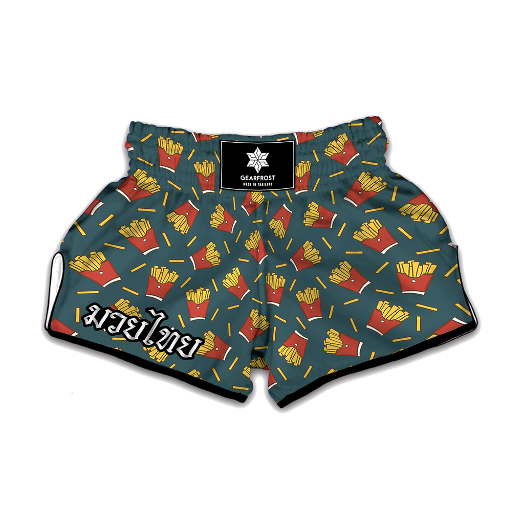 Doodle French Fries Pattern Print Muay Thai Boxing Shorts