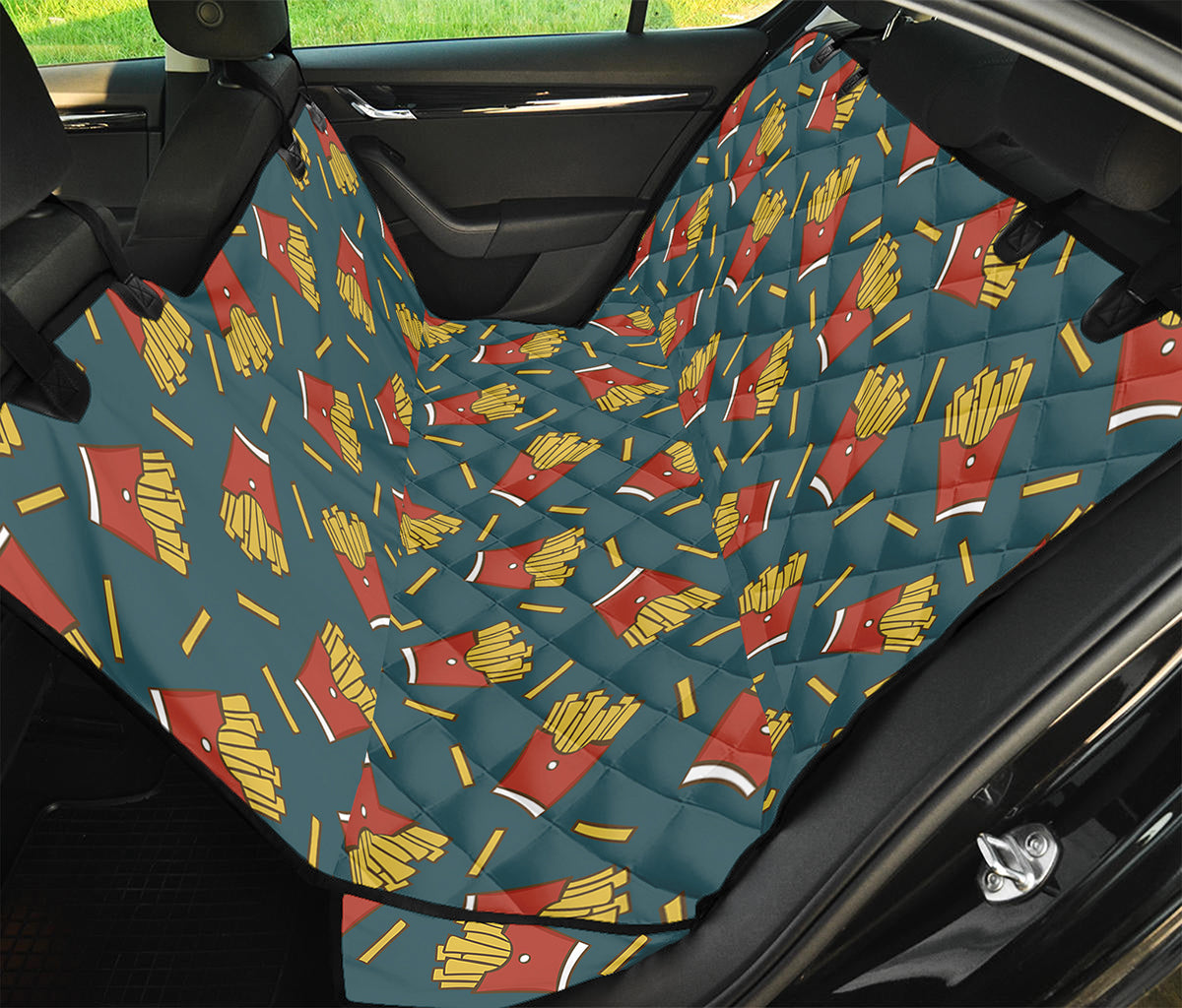 Doodle French Fries Pattern Print Pet Car Back Seat Cover