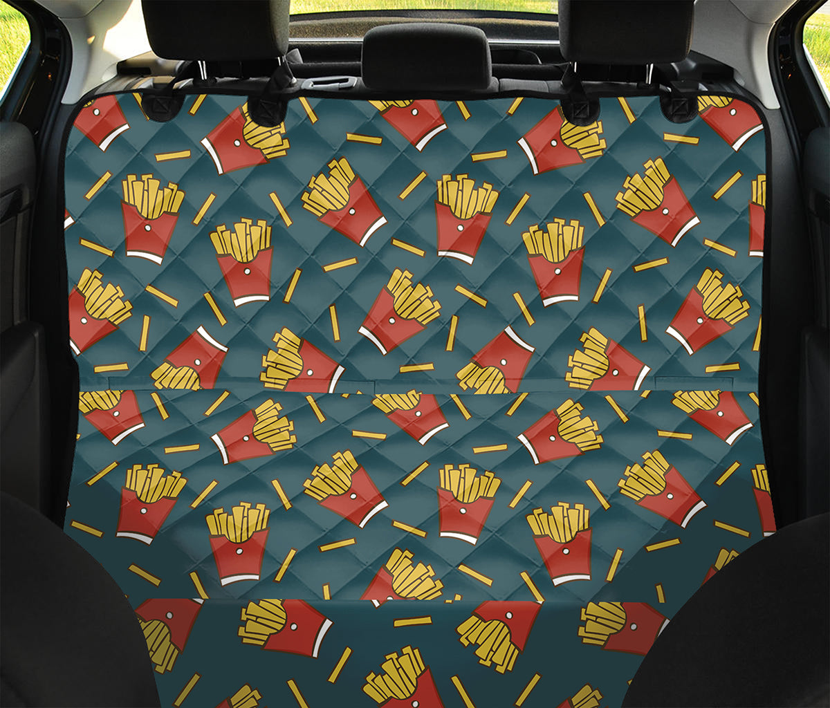 Doodle French Fries Pattern Print Pet Car Back Seat Cover