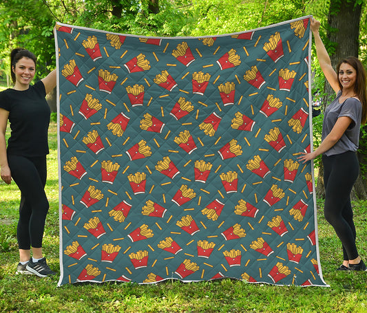 Doodle French Fries Pattern Print Quilt