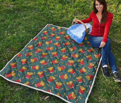 Doodle French Fries Pattern Print Quilt