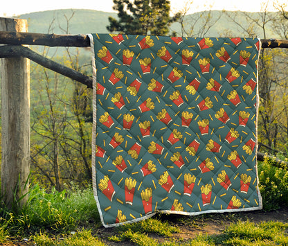 Doodle French Fries Pattern Print Quilt