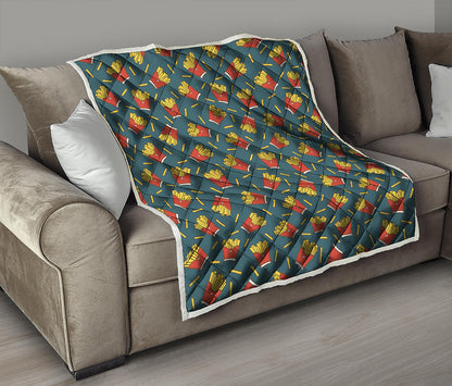 Doodle French Fries Pattern Print Quilt
