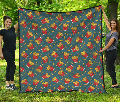 Doodle French Fries Pattern Print Quilt