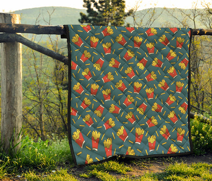 Doodle French Fries Pattern Print Quilt