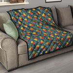 Doodle French Fries Pattern Print Quilt