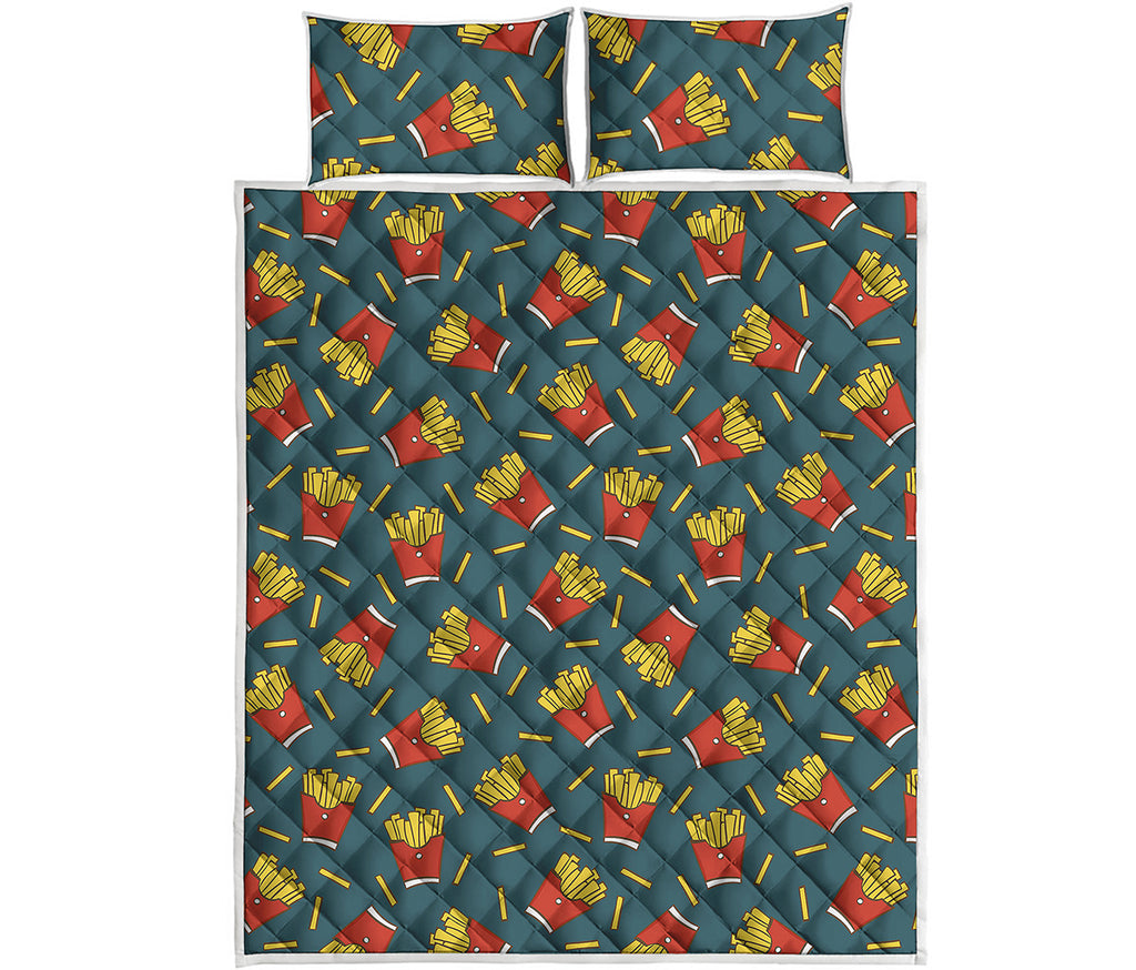 Doodle French Fries Pattern Print Quilt Bed Set