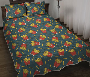 Doodle French Fries Pattern Print Quilt Bed Set